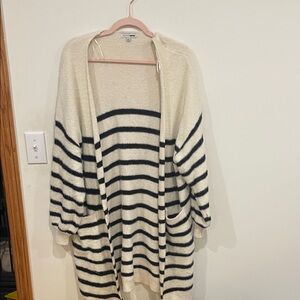 Fashion Nova Cream and Black Striped Cardigan